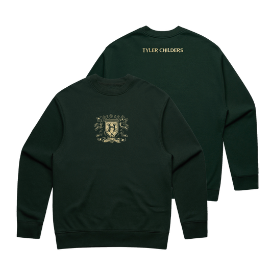 Hickman Holler Hunting Club Crest Green Crew Neck