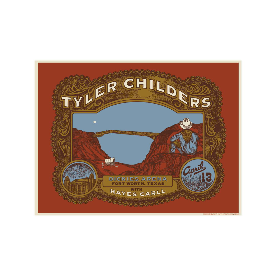 Tyler Childers Mule Pull Tour 2024 Fort Worth Numbered Poster