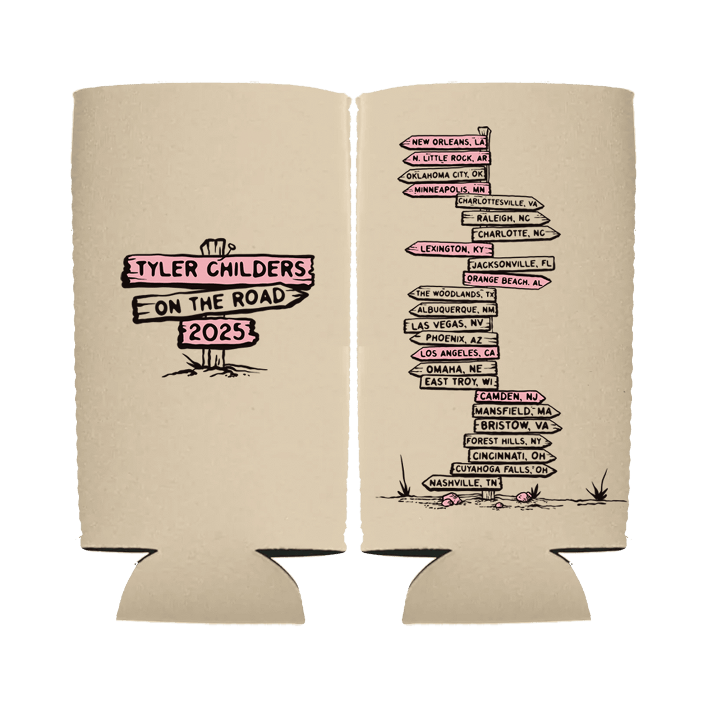 On The Road Signpost Tall Boy Koozie